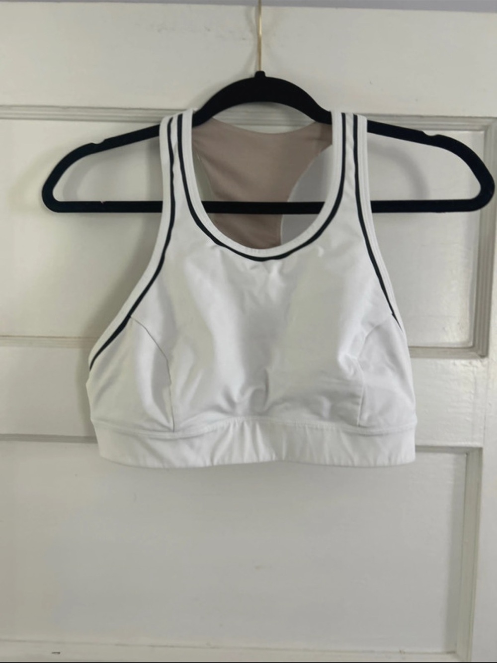 lululemon athletica White Racerback Sports Bra with Black Trim